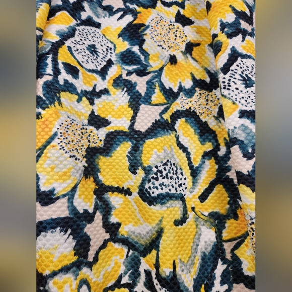 H&M Floral Print Flare Pleated Women's Midi Skirt Yellow Green Size 8 - Picture 2 of 14